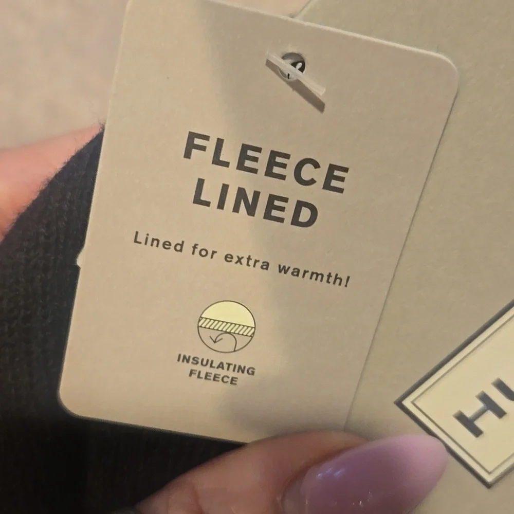 New Hunter Black Unisex Fleece Lined Beanie - Picture 3 of 10